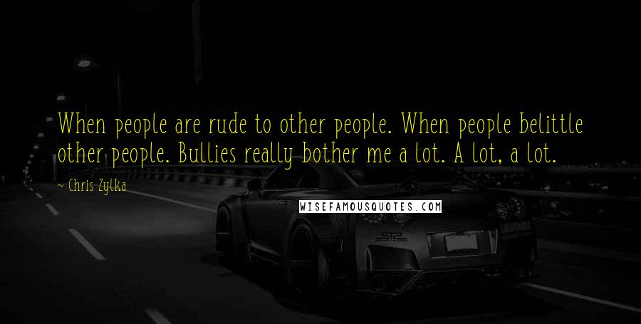 Chris Zylka Quotes: When people are rude to other people. When people belittle other people. Bullies really bother me a lot. A lot, a lot.