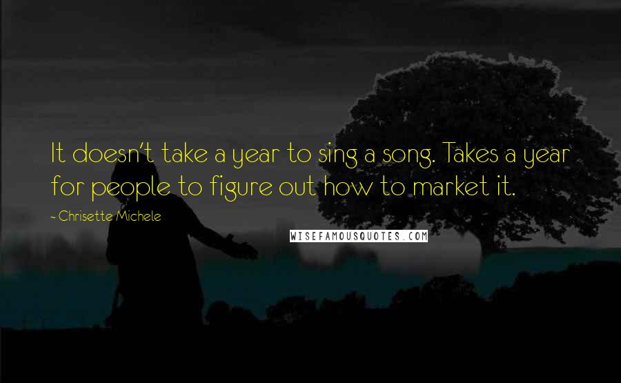 Chrisette Michele Quotes: It doesn't take a year to sing a song. Takes a year for people to figure out how to market it.