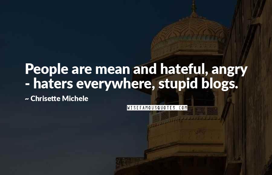 Chrisette Michele Quotes: People are mean and hateful, angry - haters everywhere, stupid blogs.