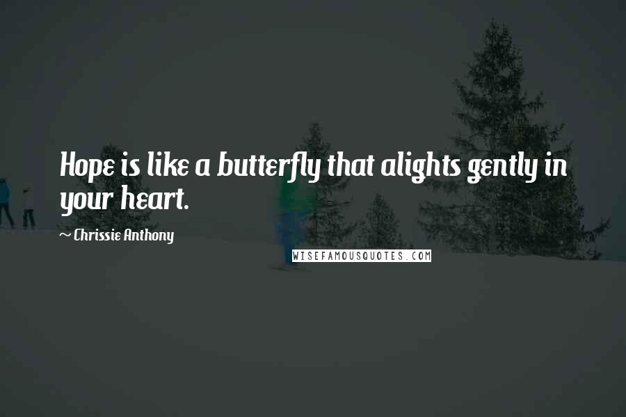 Chrissie Anthony Quotes: Hope is like a butterfly that alights gently in your heart.