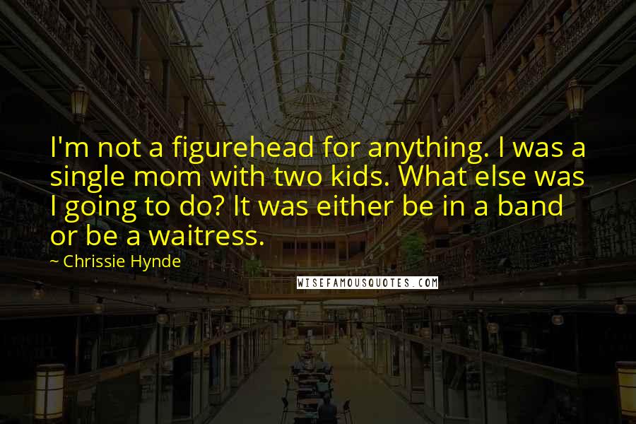 Chrissie Hynde Quotes: I'm not a figurehead for anything. I was a single mom with two kids. What else was I going to do? It was either be in a band or be a waitress.