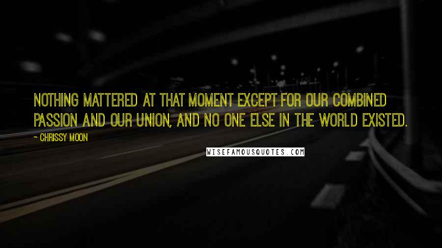 Chrissy Moon Quotes: Nothing mattered at that moment except for our combined passion and our union, and no one else in the world existed.