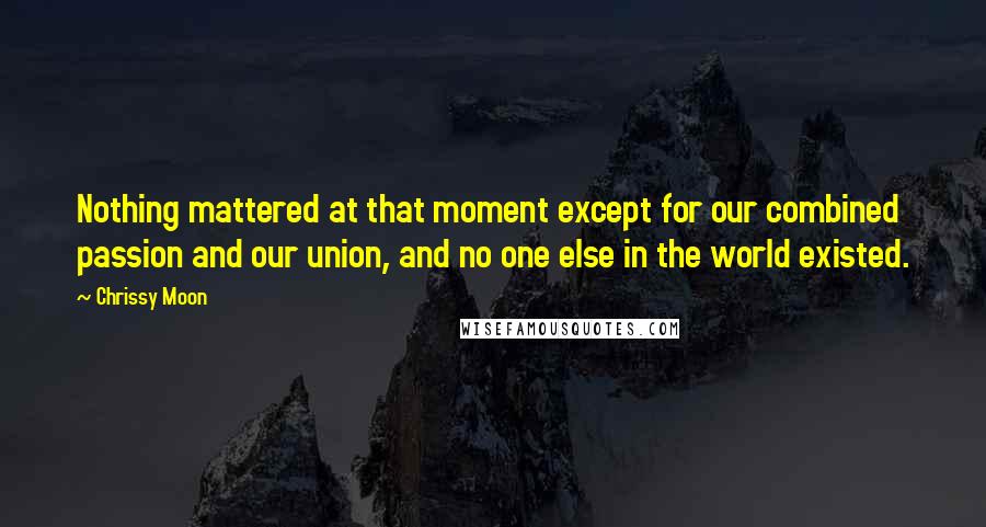 Chrissy Moon Quotes: Nothing mattered at that moment except for our combined passion and our union, and no one else in the world existed.