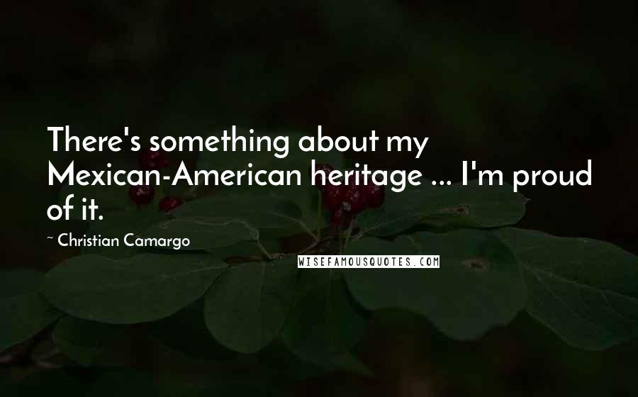 Christian Camargo Quotes: There's something about my Mexican-American heritage ... I'm proud of it.