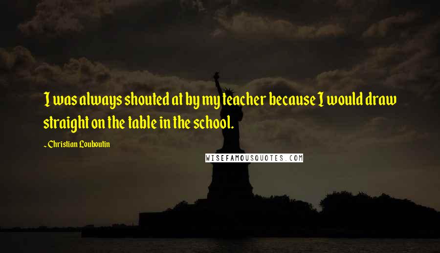 Christian Louboutin Quotes: I was always shouted at by my teacher because I would draw straight on the table in the school.