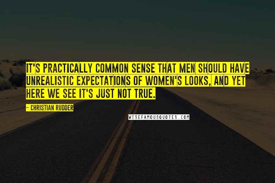 Christian Rudder Quotes: It's practically common sense that men should have unrealistic expectations of women's looks, and yet here we see it's just not true.