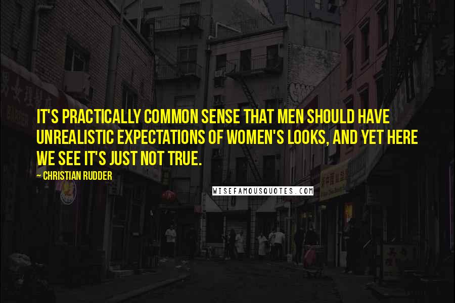 Christian Rudder Quotes: It's practically common sense that men should have unrealistic expectations of women's looks, and yet here we see it's just not true.