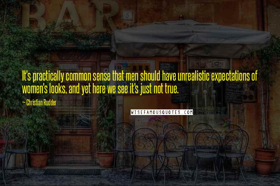 Christian Rudder Quotes: It's practically common sense that men should have unrealistic expectations of women's looks, and yet here we see it's just not true.