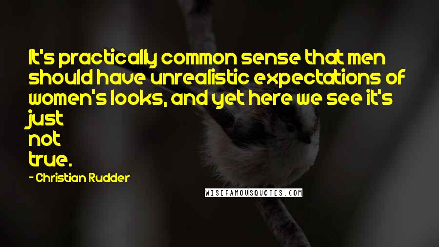Christian Rudder Quotes: It's practically common sense that men should have unrealistic expectations of women's looks, and yet here we see it's just not true.