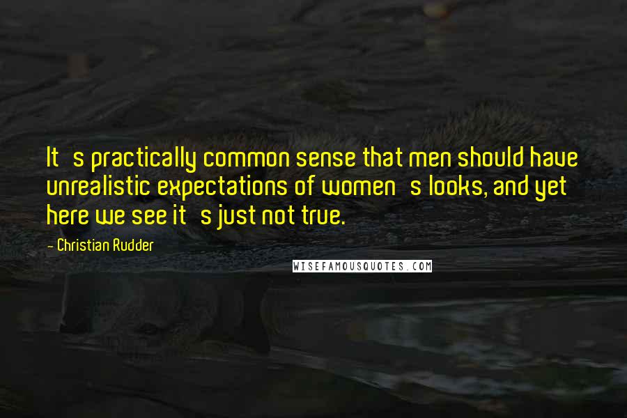 Christian Rudder Quotes: It's practically common sense that men should have unrealistic expectations of women's looks, and yet here we see it's just not true.