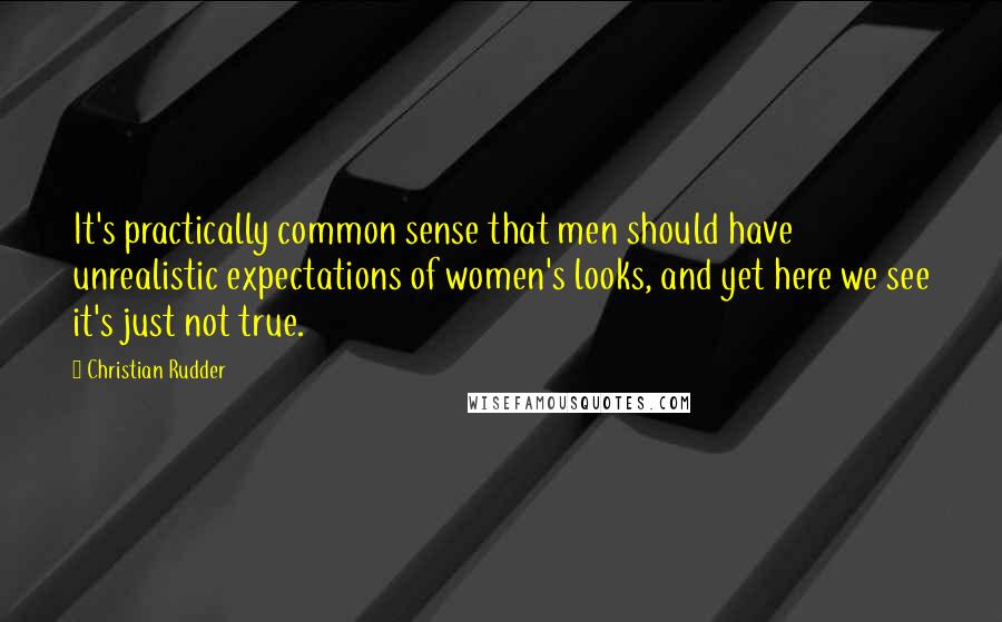 Christian Rudder Quotes: It's practically common sense that men should have unrealistic expectations of women's looks, and yet here we see it's just not true.