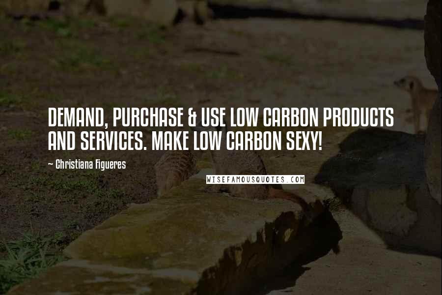 Christiana Figueres Quotes: DEMAND, PURCHASE & USE LOW CARBON PRODUCTS AND SERVICES. MAKE LOW CARBON SEXY!