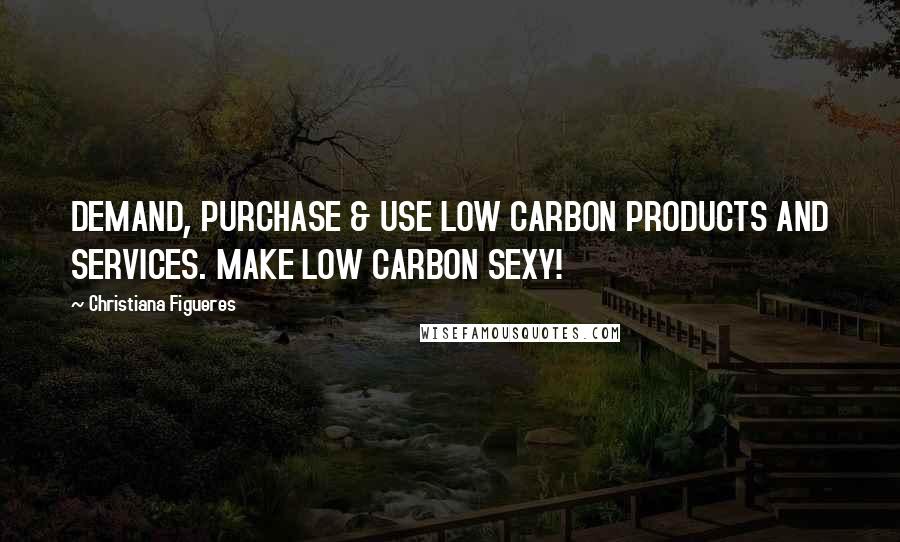 Christiana Figueres Quotes: DEMAND, PURCHASE & USE LOW CARBON PRODUCTS AND SERVICES. MAKE LOW CARBON SEXY!
