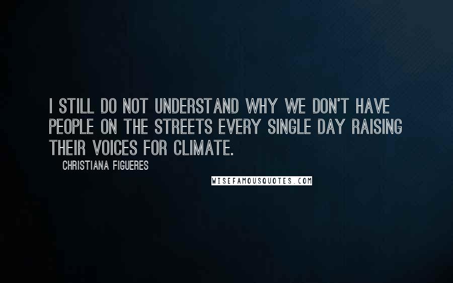 Christiana Figueres Quotes: I still do not understand why we don't have people on the streets every single day raising their voices for climate.