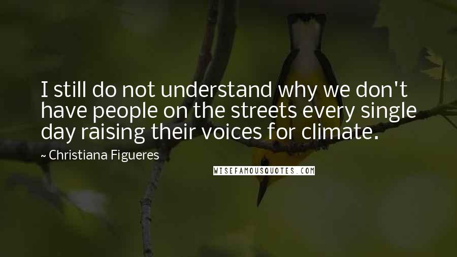 Christiana Figueres Quotes: I still do not understand why we don't have people on the streets every single day raising their voices for climate.