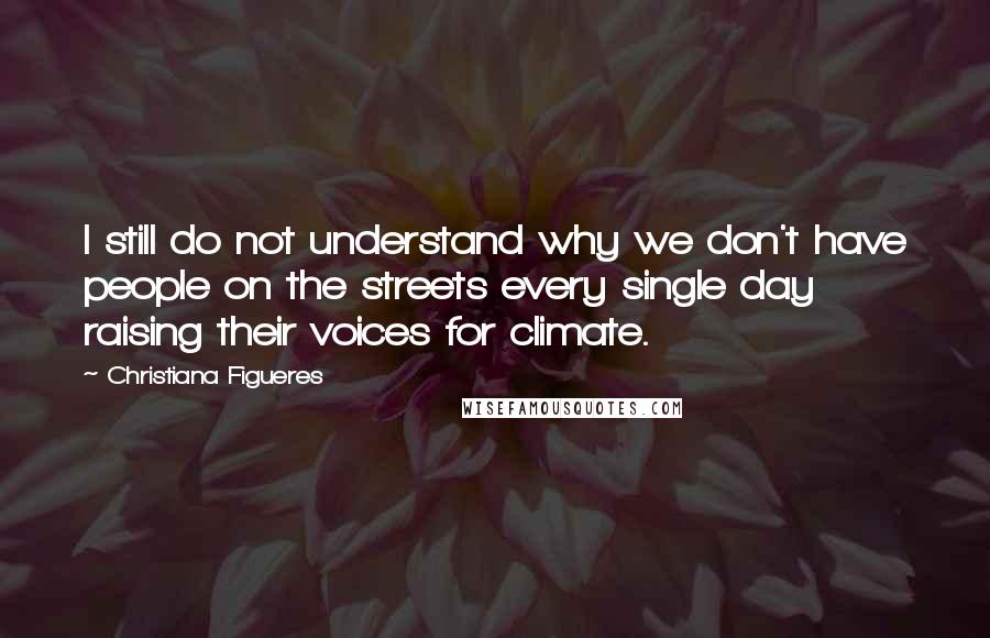 Christiana Figueres Quotes: I still do not understand why we don't have people on the streets every single day raising their voices for climate.