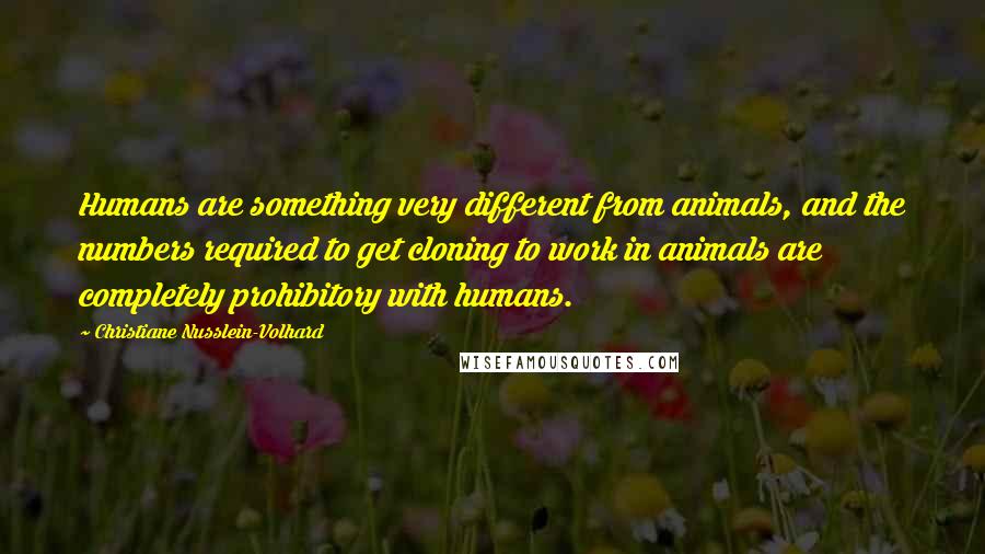 Christiane Nusslein-Volhard Quotes: Humans are something very different from animals, and the numbers required to get cloning to work in animals are completely prohibitory with humans.