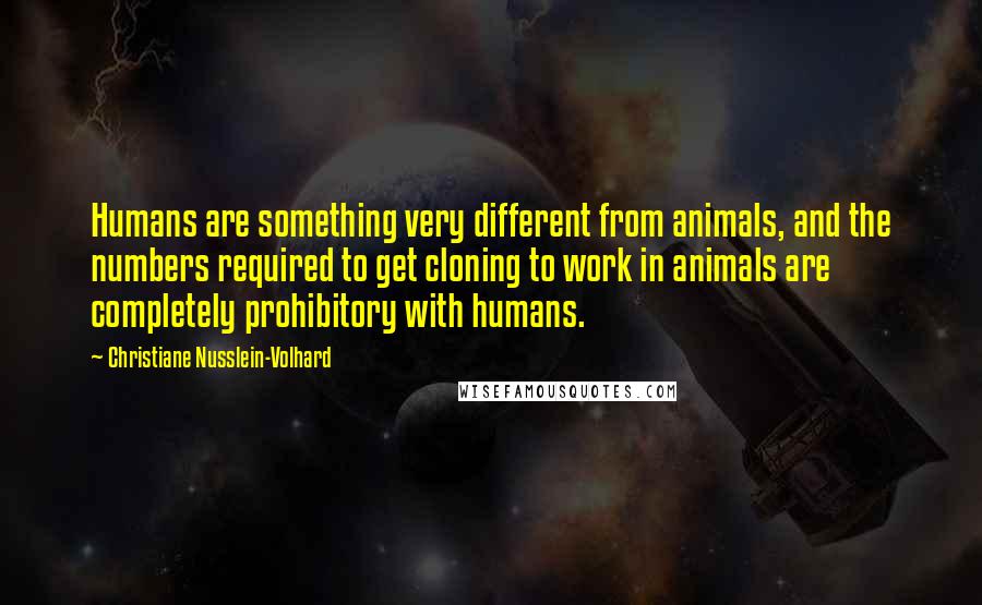 Christiane Nusslein-Volhard Quotes: Humans are something very different from animals, and the numbers required to get cloning to work in animals are completely prohibitory with humans.