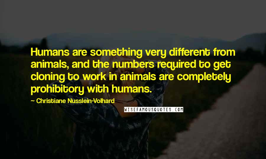 Christiane Nusslein-Volhard Quotes: Humans are something very different from animals, and the numbers required to get cloning to work in animals are completely prohibitory with humans.