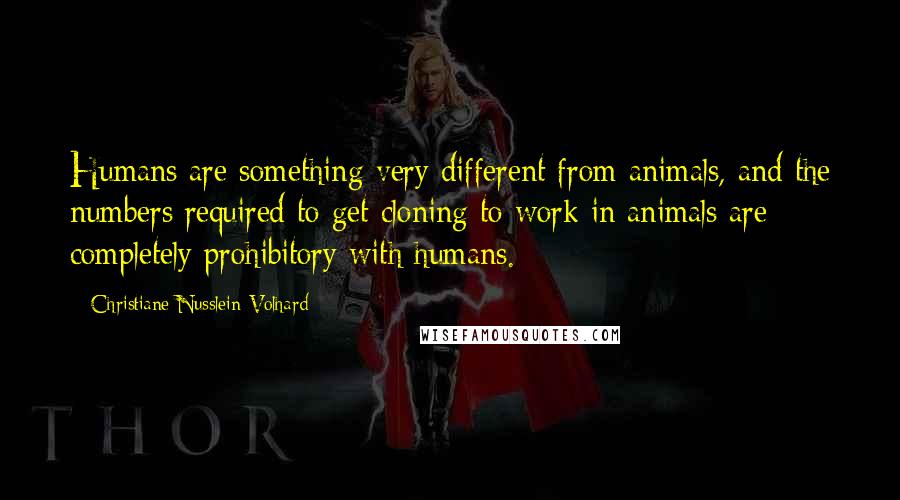 Christiane Nusslein-Volhard Quotes: Humans are something very different from animals, and the numbers required to get cloning to work in animals are completely prohibitory with humans.