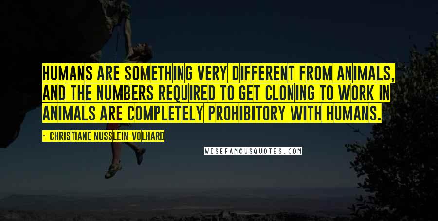 Christiane Nusslein-Volhard Quotes: Humans are something very different from animals, and the numbers required to get cloning to work in animals are completely prohibitory with humans.