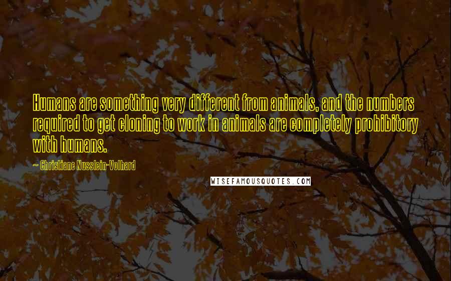 Christiane Nusslein-Volhard Quotes: Humans are something very different from animals, and the numbers required to get cloning to work in animals are completely prohibitory with humans.