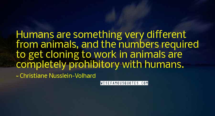 Christiane Nusslein-Volhard Quotes: Humans are something very different from animals, and the numbers required to get cloning to work in animals are completely prohibitory with humans.