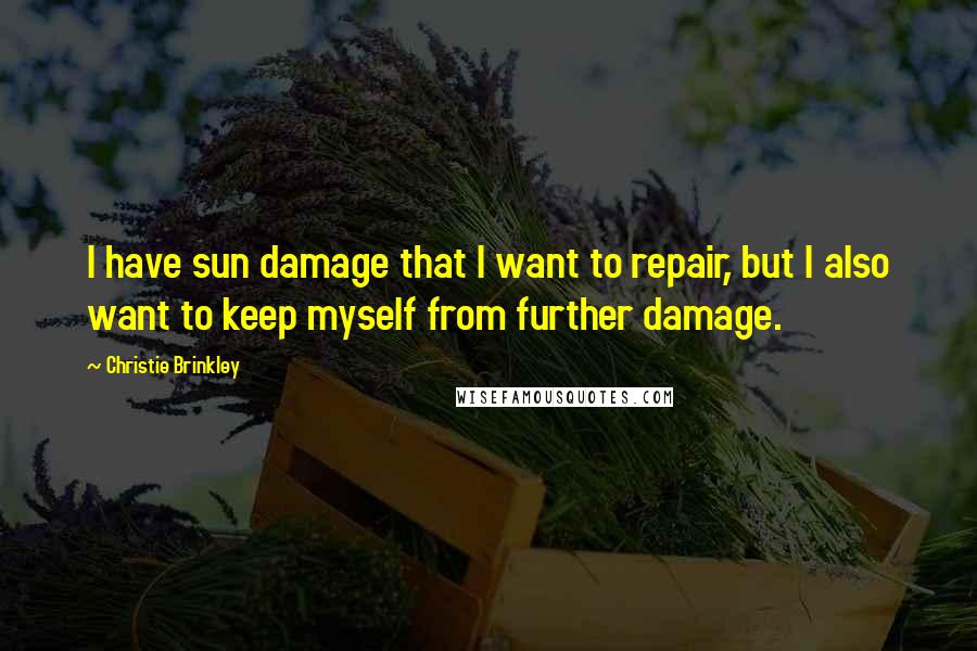 Christie Brinkley Quotes: I have sun damage that I want to repair, but I also want to keep myself from further damage.