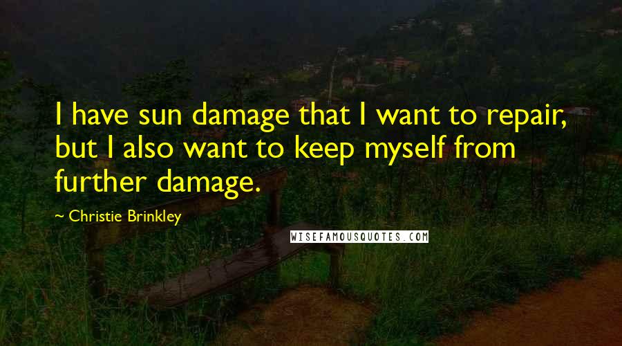Christie Brinkley Quotes: I have sun damage that I want to repair, but I also want to keep myself from further damage.