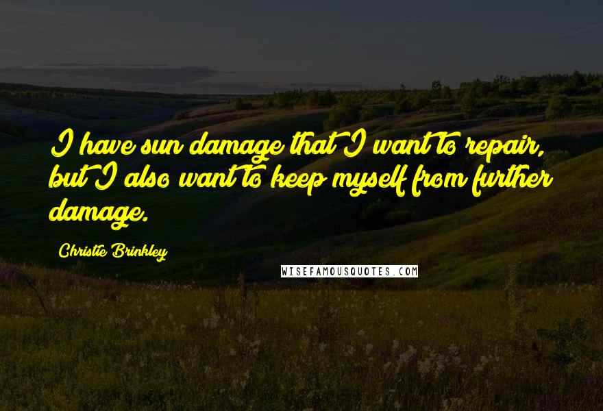 Christie Brinkley Quotes: I have sun damage that I want to repair, but I also want to keep myself from further damage.