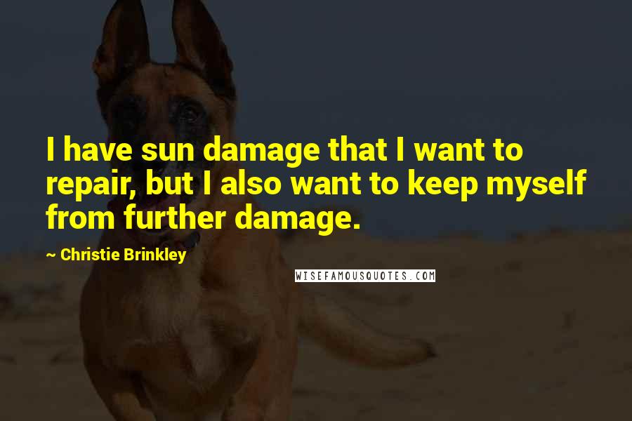 Christie Brinkley Quotes: I have sun damage that I want to repair, but I also want to keep myself from further damage.