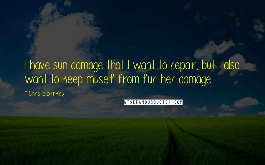 Christie Brinkley Quotes: I have sun damage that I want to repair, but I also want to keep myself from further damage.