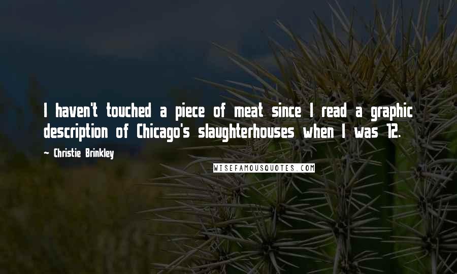 Christie Brinkley Quotes: I haven't touched a piece of meat since I read a graphic description of Chicago's slaughterhouses when I was 12.