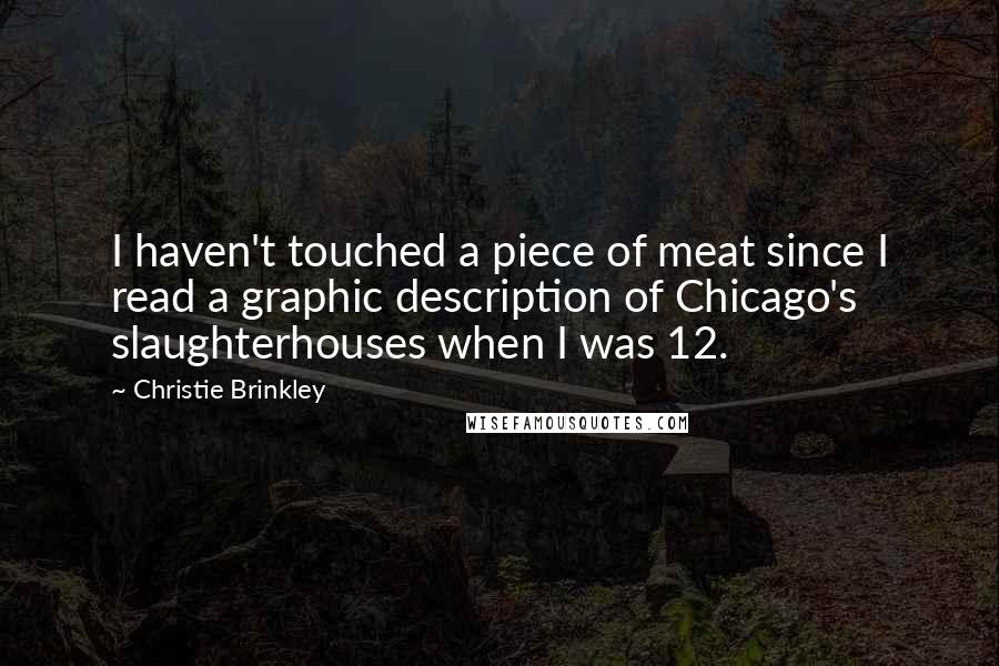 Christie Brinkley Quotes: I haven't touched a piece of meat since I read a graphic description of Chicago's slaughterhouses when I was 12.