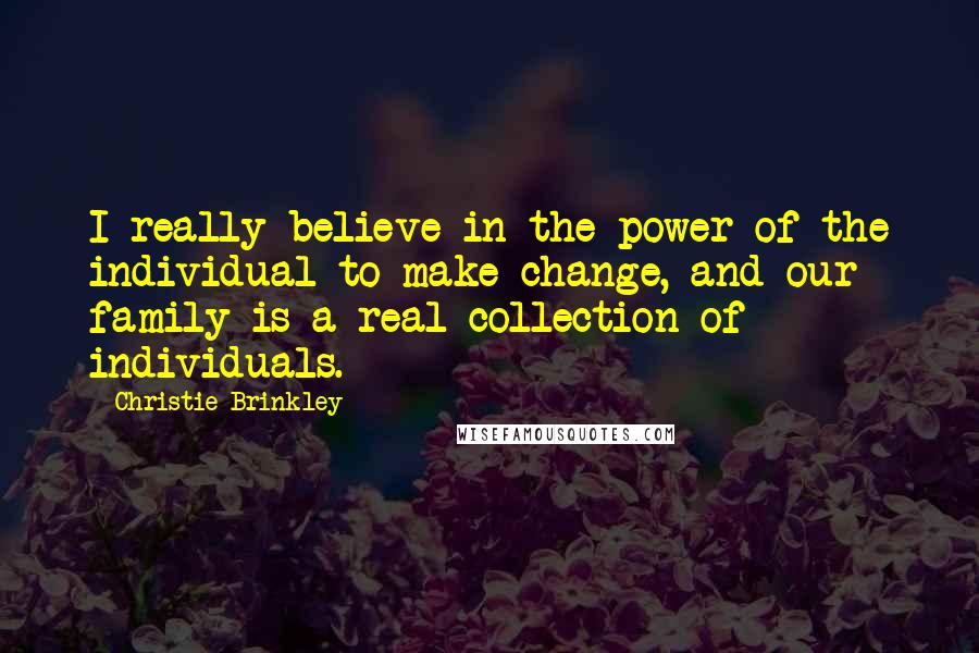 Christie Brinkley Quotes: I really believe in the power of the individual to make change, and our family is a real collection of individuals.