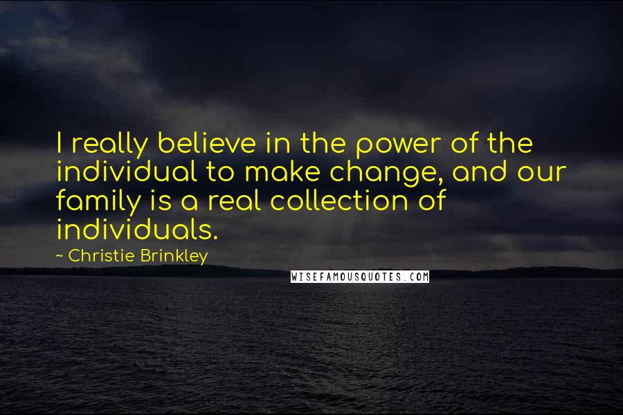 Christie Brinkley Quotes: I really believe in the power of the individual to make change, and our family is a real collection of individuals.