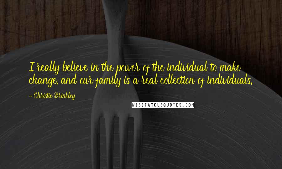 Christie Brinkley Quotes: I really believe in the power of the individual to make change, and our family is a real collection of individuals.