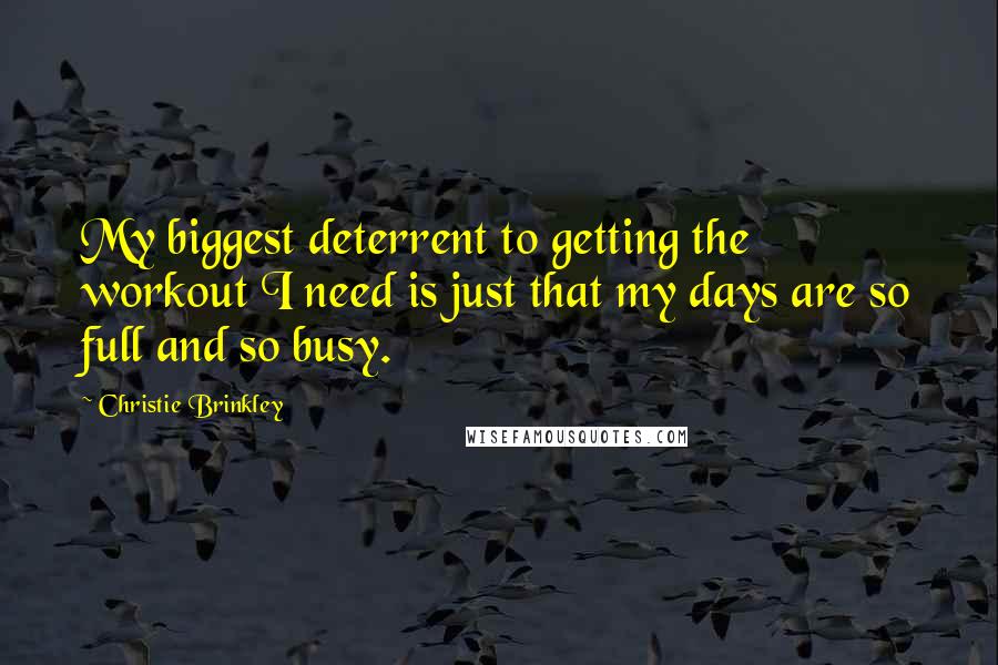 Christie Brinkley Quotes: My biggest deterrent to getting the workout I need is just that my days are so full and so busy.