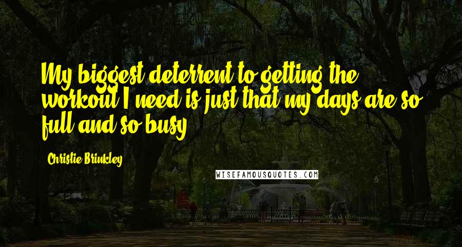 Christie Brinkley Quotes: My biggest deterrent to getting the workout I need is just that my days are so full and so busy.