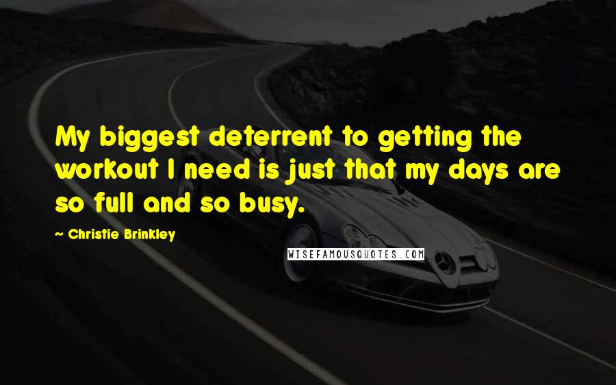Christie Brinkley Quotes: My biggest deterrent to getting the workout I need is just that my days are so full and so busy.
