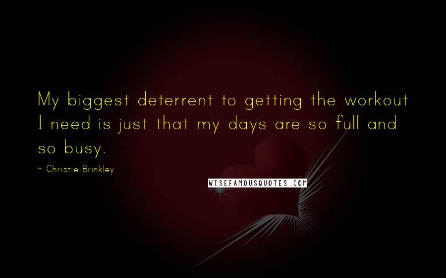 Christie Brinkley Quotes: My biggest deterrent to getting the workout I need is just that my days are so full and so busy.