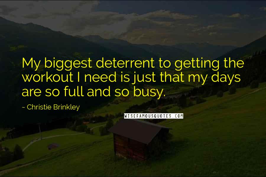 Christie Brinkley Quotes: My biggest deterrent to getting the workout I need is just that my days are so full and so busy.