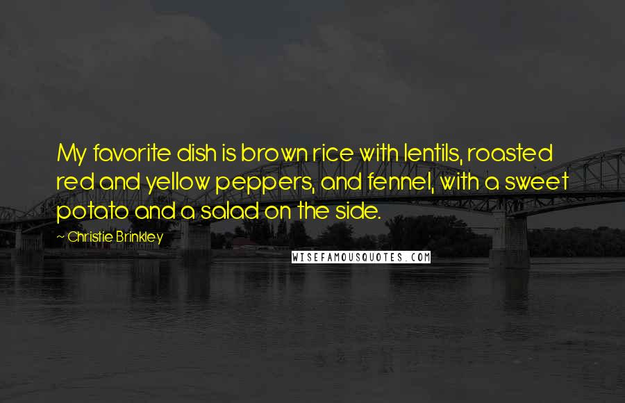 Christie Brinkley Quotes: My favorite dish is brown rice with lentils, roasted red and yellow peppers, and fennel, with a sweet potato and a salad on the side.