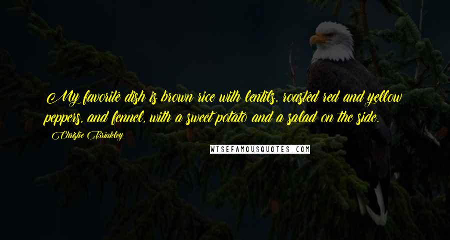 Christie Brinkley Quotes: My favorite dish is brown rice with lentils, roasted red and yellow peppers, and fennel, with a sweet potato and a salad on the side.