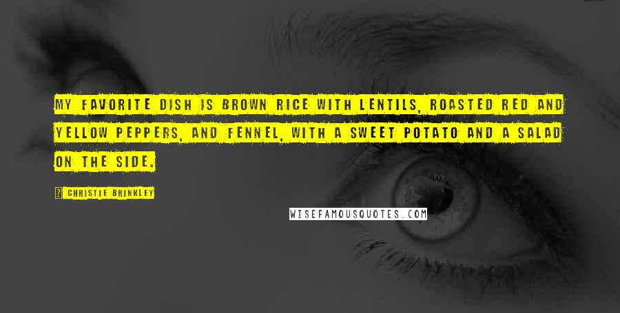 Christie Brinkley Quotes: My favorite dish is brown rice with lentils, roasted red and yellow peppers, and fennel, with a sweet potato and a salad on the side.