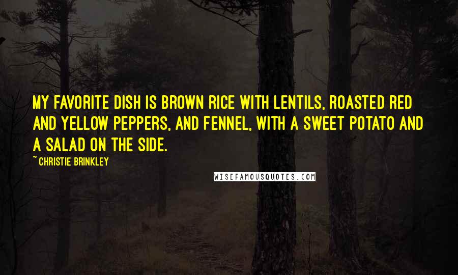 Christie Brinkley Quotes: My favorite dish is brown rice with lentils, roasted red and yellow peppers, and fennel, with a sweet potato and a salad on the side.