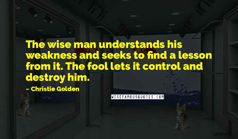 Christie Golden Quotes: The wise man understands his weakness and seeks to find a lesson from it. The fool lets it control and destroy him.