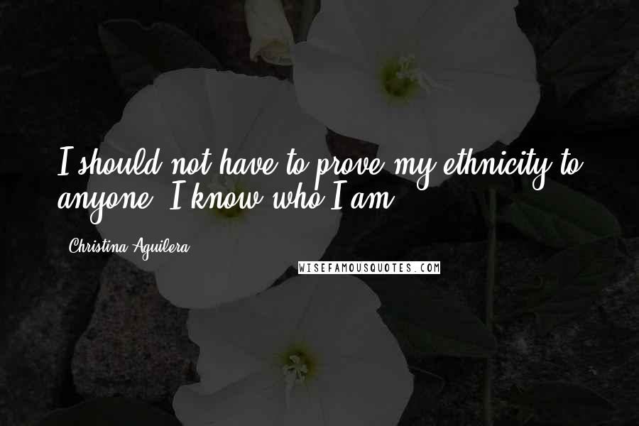 Christina Aguilera Quotes: I should not have to prove my ethnicity to anyone. I know who I am.