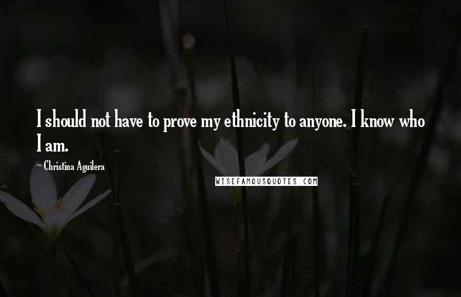 Christina Aguilera Quotes: I should not have to prove my ethnicity to anyone. I know who I am.