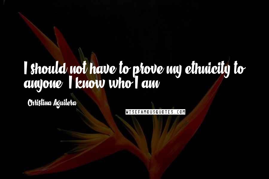 Christina Aguilera Quotes: I should not have to prove my ethnicity to anyone. I know who I am.